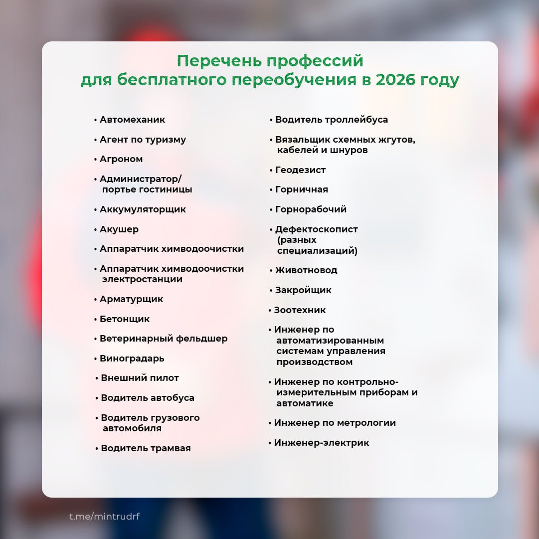 БЕСПЛАТНОЕ ПЕРЕОБУЧЕНИЕ ПО НАЦПРОЕКТУ «КАДРЫ» - 2026. НА КАКИЕ ПРОФЕССИИ МОЖНО ПОЙТИ УЧИТЬСЯ?